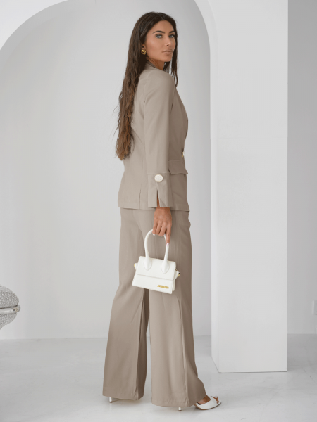 Komplet marynarka i szerokie spodnie KIZZY - mocca 2