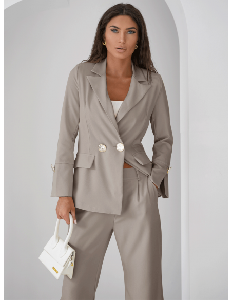 Komplet marynarka i szerokie spodnie KIZZY - mocca