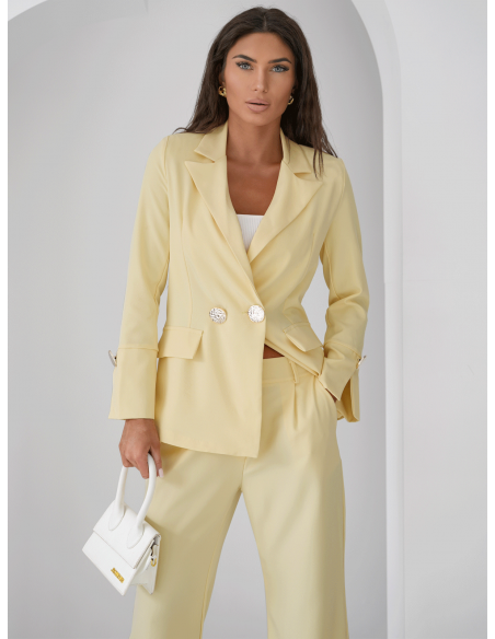 Komplet marynarka i szerokie spodnie KIZZY - cytrynowy