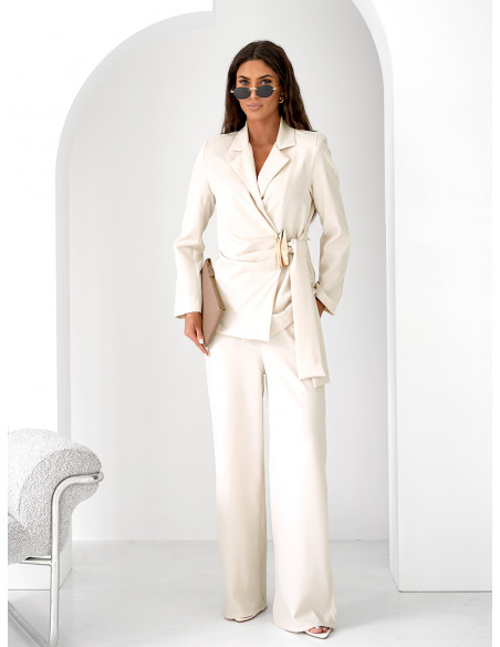 Garnitur marynarka i szerokie spodnie ORION - śmietankowy