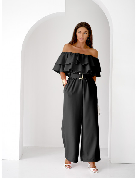 Kombinezon z odkrytymi ramionami ALMINA - czarny