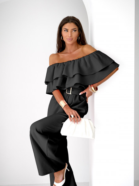 Kombinezon z odkrytymi ramionami ALMINA - czarny 2