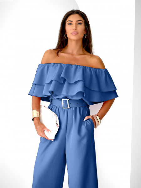 Kombinezon z odkrytymi ramionami ALMINA - chabrowy 2