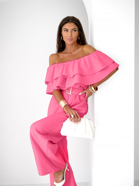 Kombinezon z odkrytymi ramionami ALMINA - różowy