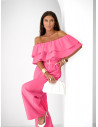 Kombinezon z odkrytymi ramionami ALMINA - różowy
