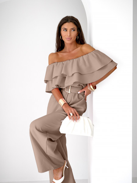 Kombinezon z odkrytymi ramionami ALMINA - mocha mousse 2