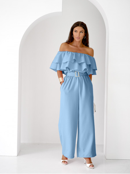 Kombinezon z odkrytymi ramionami ALMINA - błękitny 2