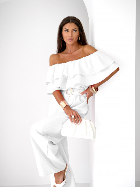 Kombinezon z odkrytymi ramionami ALMINA - biały