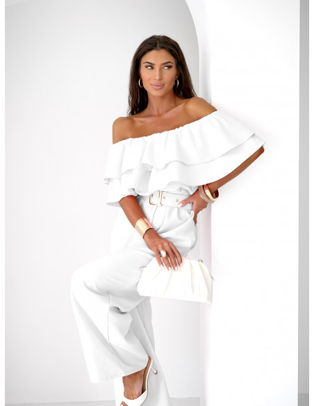 Kombinezon z odkrytymi ramionami ALMINA - biały