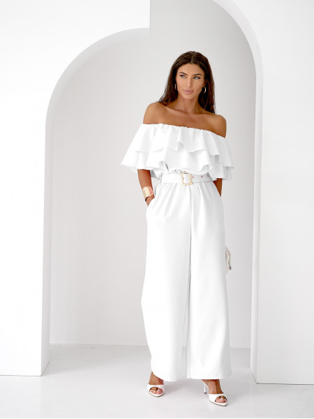 Kombinezon z odkrytymi ramionami ALMINA - biały 2
