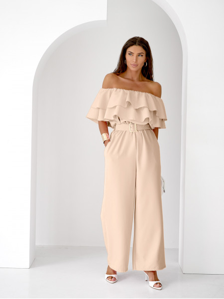Kombinezon z odkrytymi ramionami ALMINA - beżowy 2