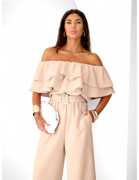 Kombinezon z odkrytymi ramionami ALMINA - beżowy