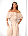 Kombinezon z odkrytymi ramionami ALMINA - beżowy
