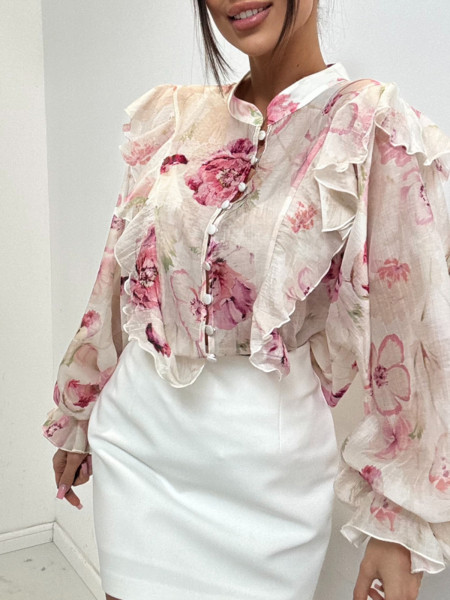 Bluzka koszulowa z tencelu z falbanami MARVA - wzór 1 2