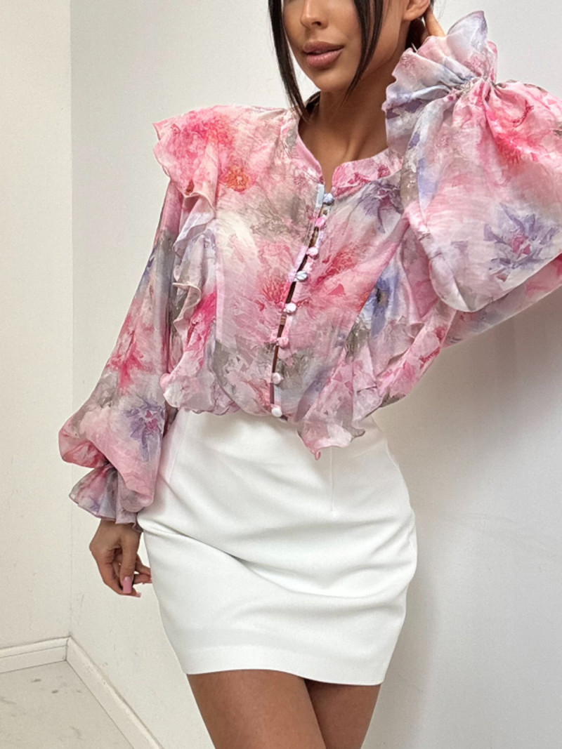 Bluzka koszulowa z tencelu z falbanami MARVA - wzór 2