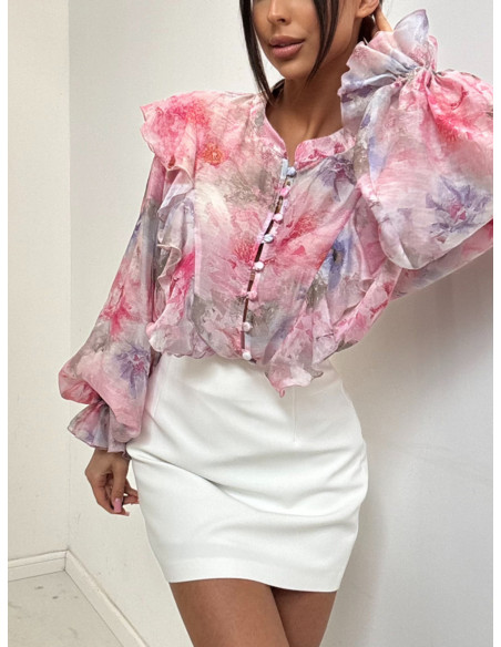 Bluzka koszulowa z tencelu z falbanami MARVA - wzór 2