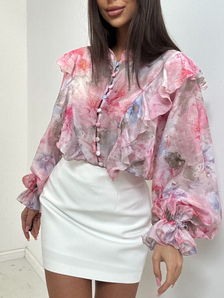 Bluzka koszulowa z tencelu z falbanami MARVA - wzór 2 2