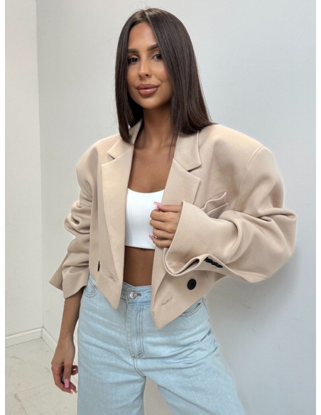 Krótka marynarka oversize ELOWEN - beżowa