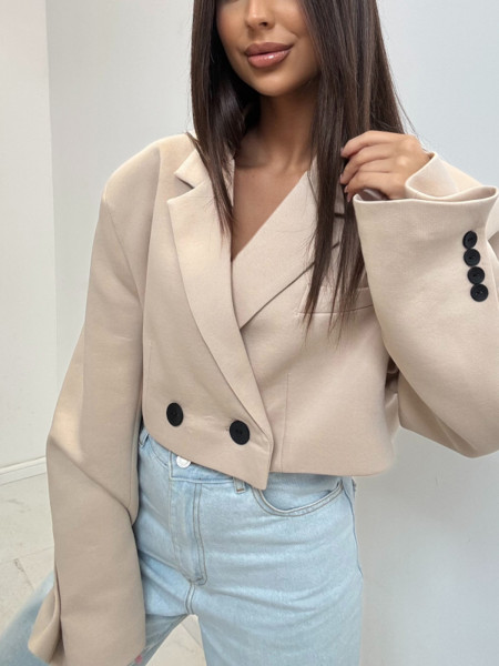 Krótka marynarka oversize ELOWEN - beżowa 2