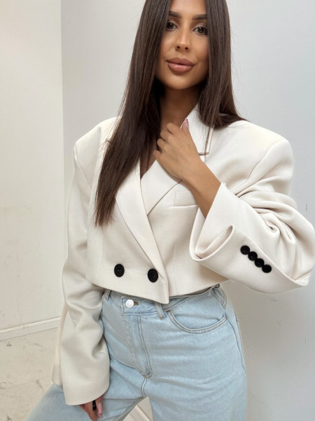 Krótka marynarka oversize ELOWEN - marcepanowa 2