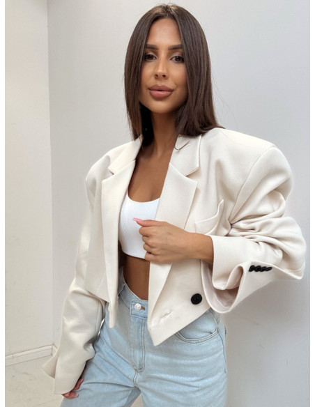 Krótka marynarka oversize ELOWEN - marcepanowa