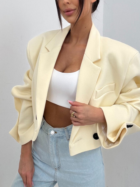 Krótka marynarka oversize ELOWEN - bananowa 2