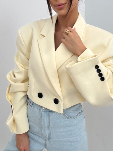 Krótka marynarka oversize ELOWEN - bananowa