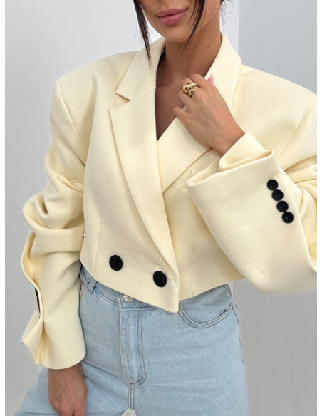 Krótka marynarka oversize ELOWEN - bananowa