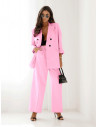 Stylowy garnitur z szerokimi spodniami ELONI - pudrowy róż