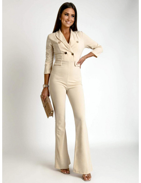 Elegancki dopasowany kombinezon LONZA - beżowy