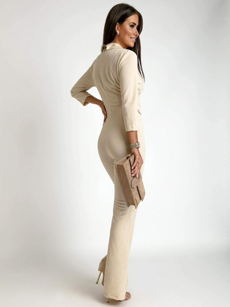 Elegancki dopasowany kombinezon LONZA - beżowy 2