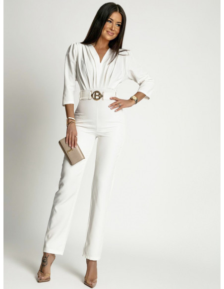 Elegancki dopasowany kombinezon OTIA - biały