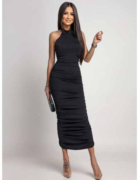 Dopasowana sukienka z odkrytymi plecami ISSA - czarna