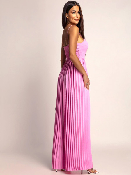 Stylowy kombinezon z plisowanym dołem LUANI - pudrowy róż 2