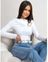 Dopasowana bluzka z ozdobną klamrą CLEMENTE - biała