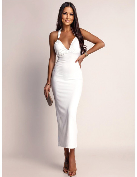 Dopasowana sukienka z odkrytymi plecami KALEO - biała