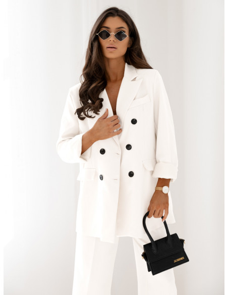 Stylowy garnitur marynarka i spodnie ULLA - biały