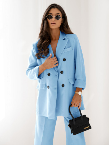 Stylowy garnitur marynarka i spodnie ULLA - błękitny 2