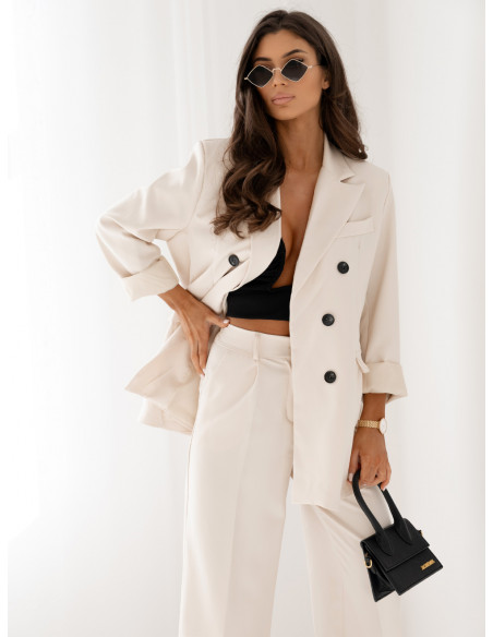 Stylowy garnitur marynarka i spodnie ULLA - beżowy