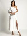 Asymetryczna sukienka z jednym rękawkiem MAYSA - biała
