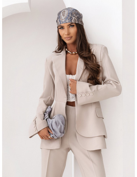 Długa taliowana marynarka ATALIA - beżowa