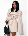 Elegancka marynarka oversize z paskami LUANA - marcepanowa