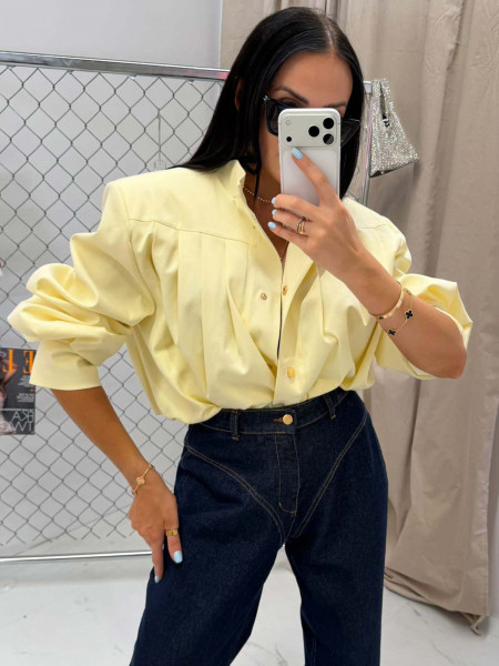 Krótka kurtka bomberka z wiskozy LIZZY - bananowa 2