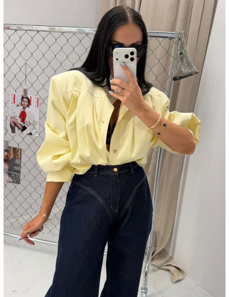 Krótka kurtka bomberka z wiskozy LIZZY - bananowa