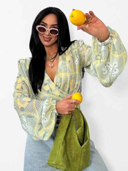 Wiskozowa przekładana bluzka w print ADERIA - wzór 3