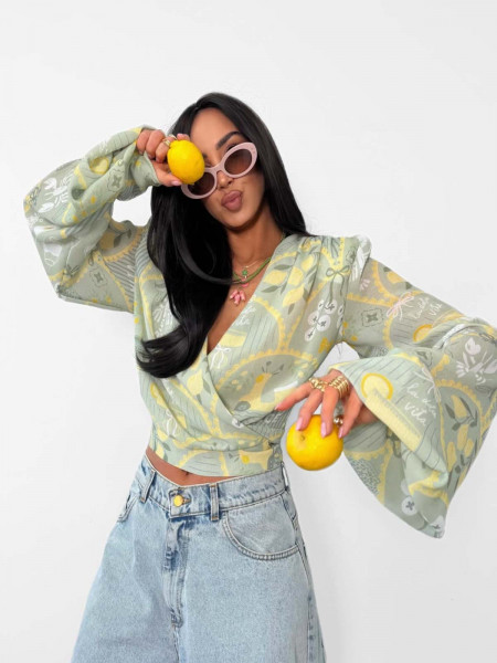 Wiskozowa przekładana bluzka w print ADERIA - wzór 3 2