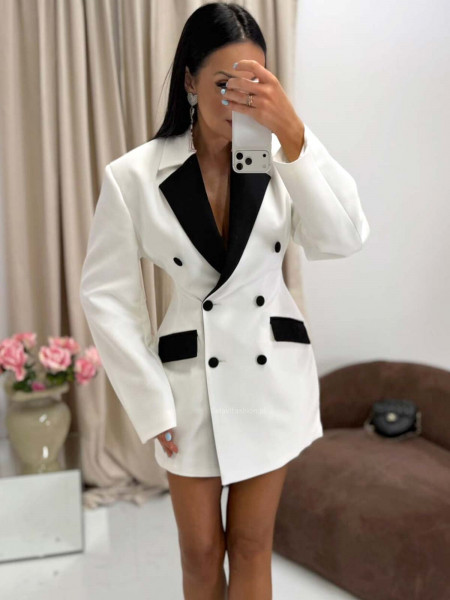 Elegancka sukienka marynarka NIGERI - biało-czarna 2