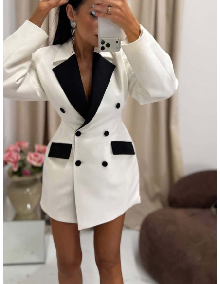 Elegancka sukienka marynarka NIGERI - biało-czarna