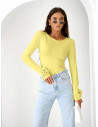 Wiskozowa bluzka z różą na rękawie ELIJA - cytrynowa