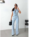 Kombinezon jeansowy bez rękawów CAMILA - jasny jeans